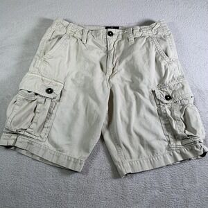 Vintageb American Eagle Outfitters Cargo Shorts Mens 33 Beige Classic 10" Inseam